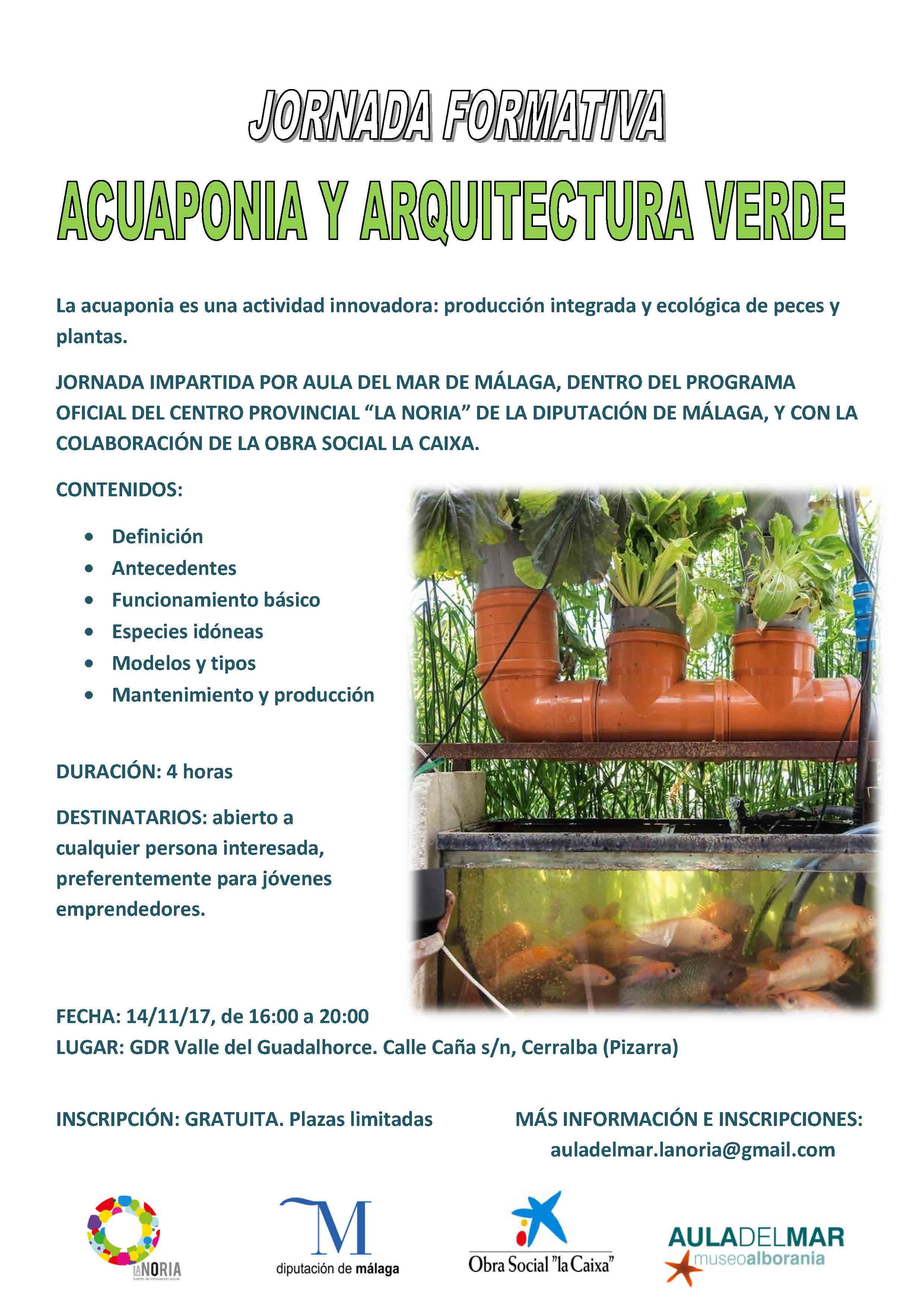  14 de Noviembre: JORNADA FORMATIVA SOBRE ACUAPONA  Y ARQUITECTURA VERDE 